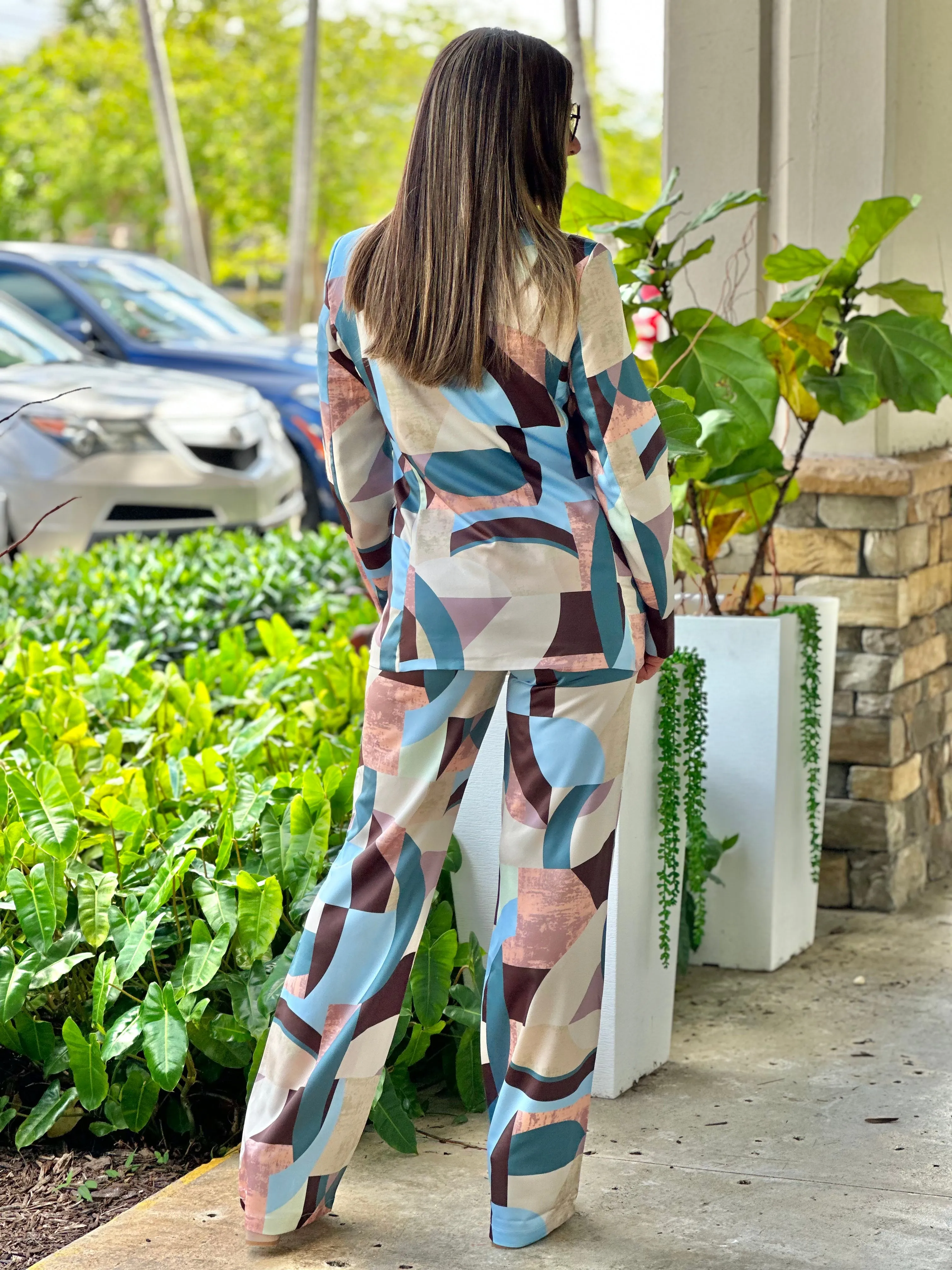 "Lucia" Printed Blazer And Pants Set