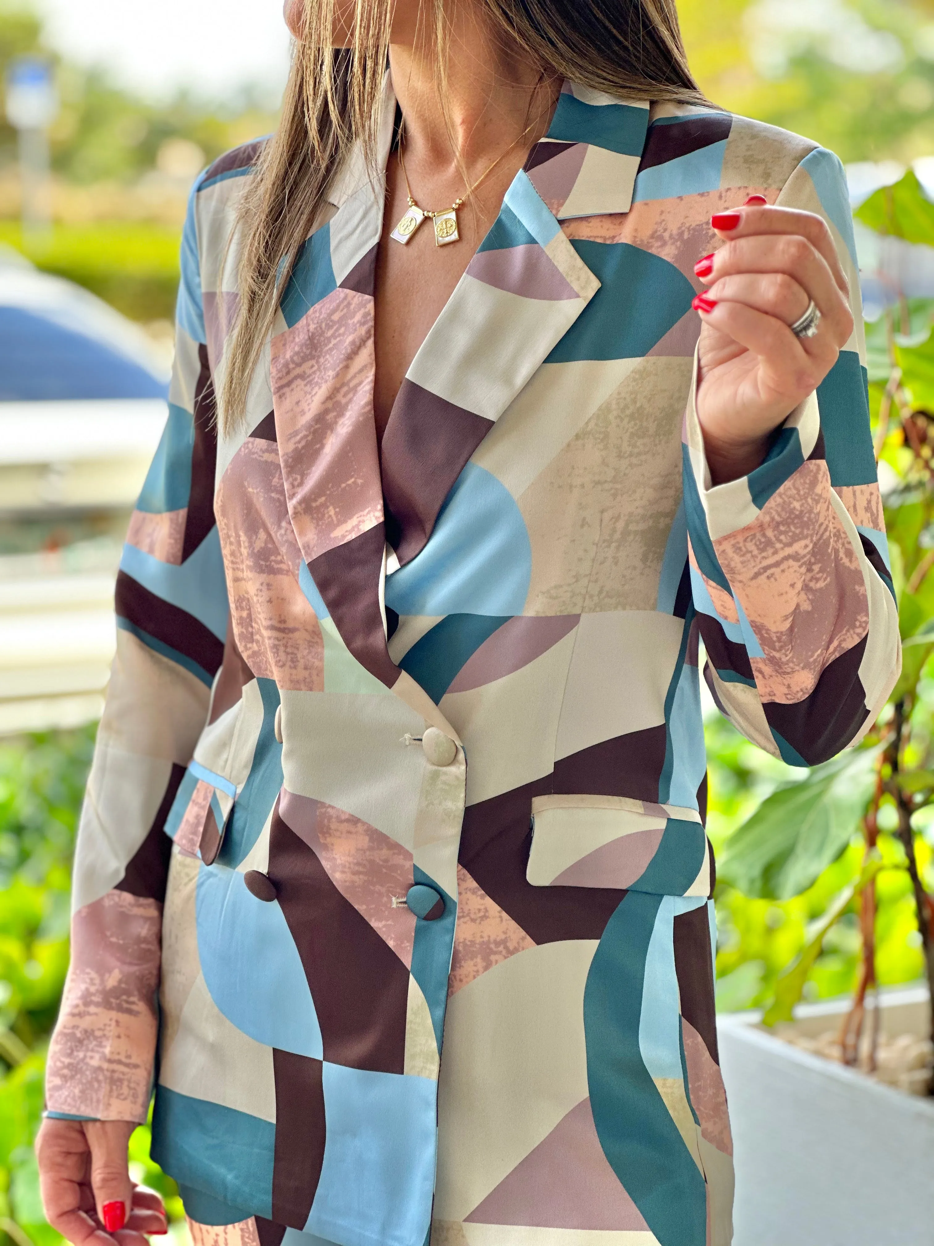 "Lucia" Printed Blazer And Pants Set