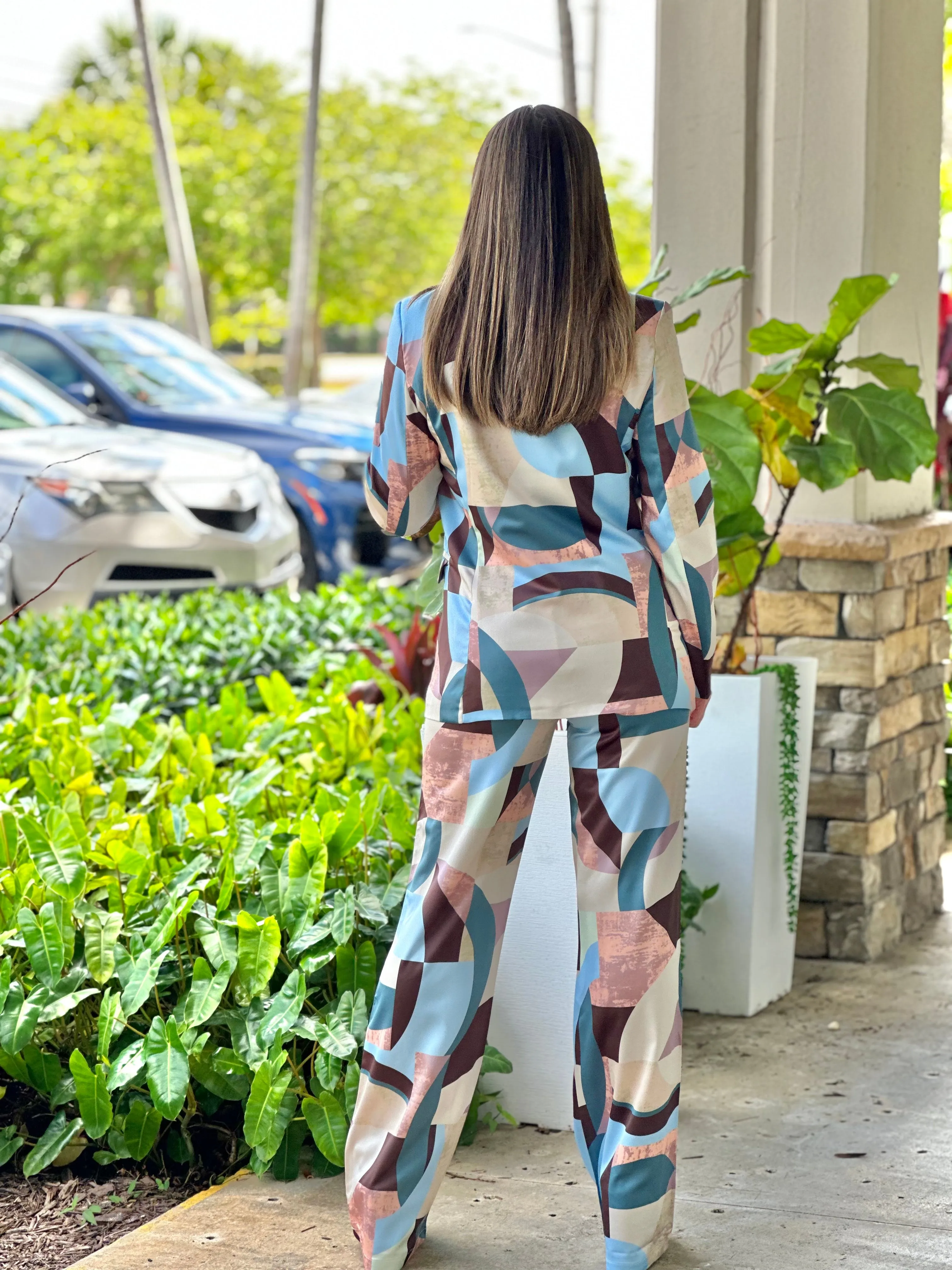 "Lucia" Printed Blazer And Pants Set