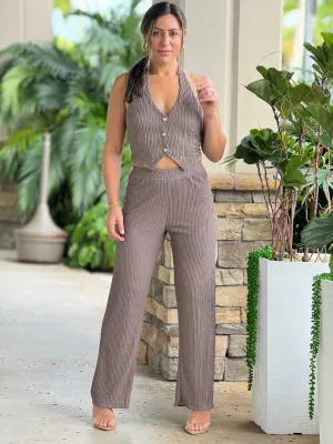 "Milena" Crinkled Plisse Vest And matching Pants