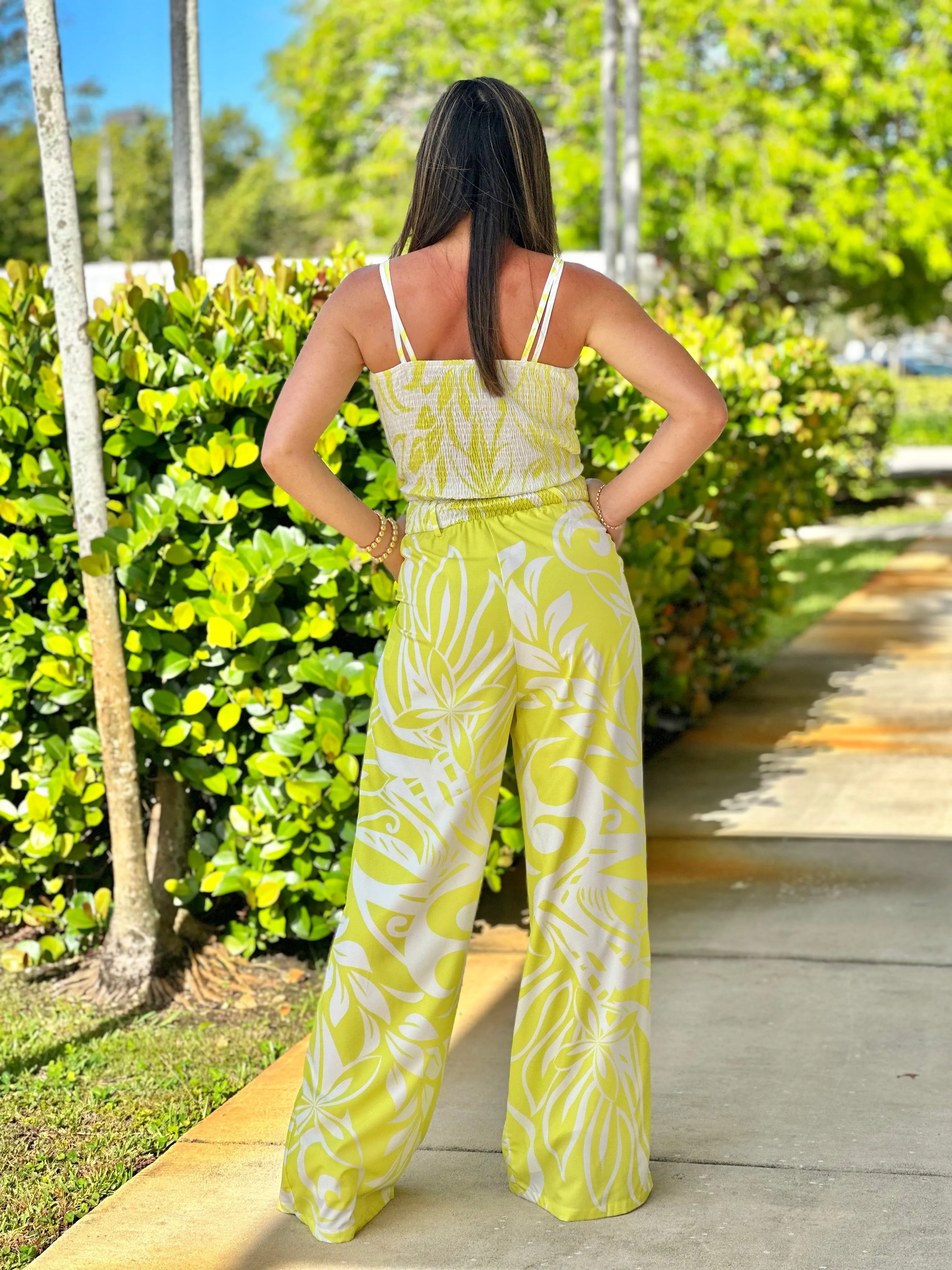 "Rain" Printed Crop Top And High Waisted Pants
