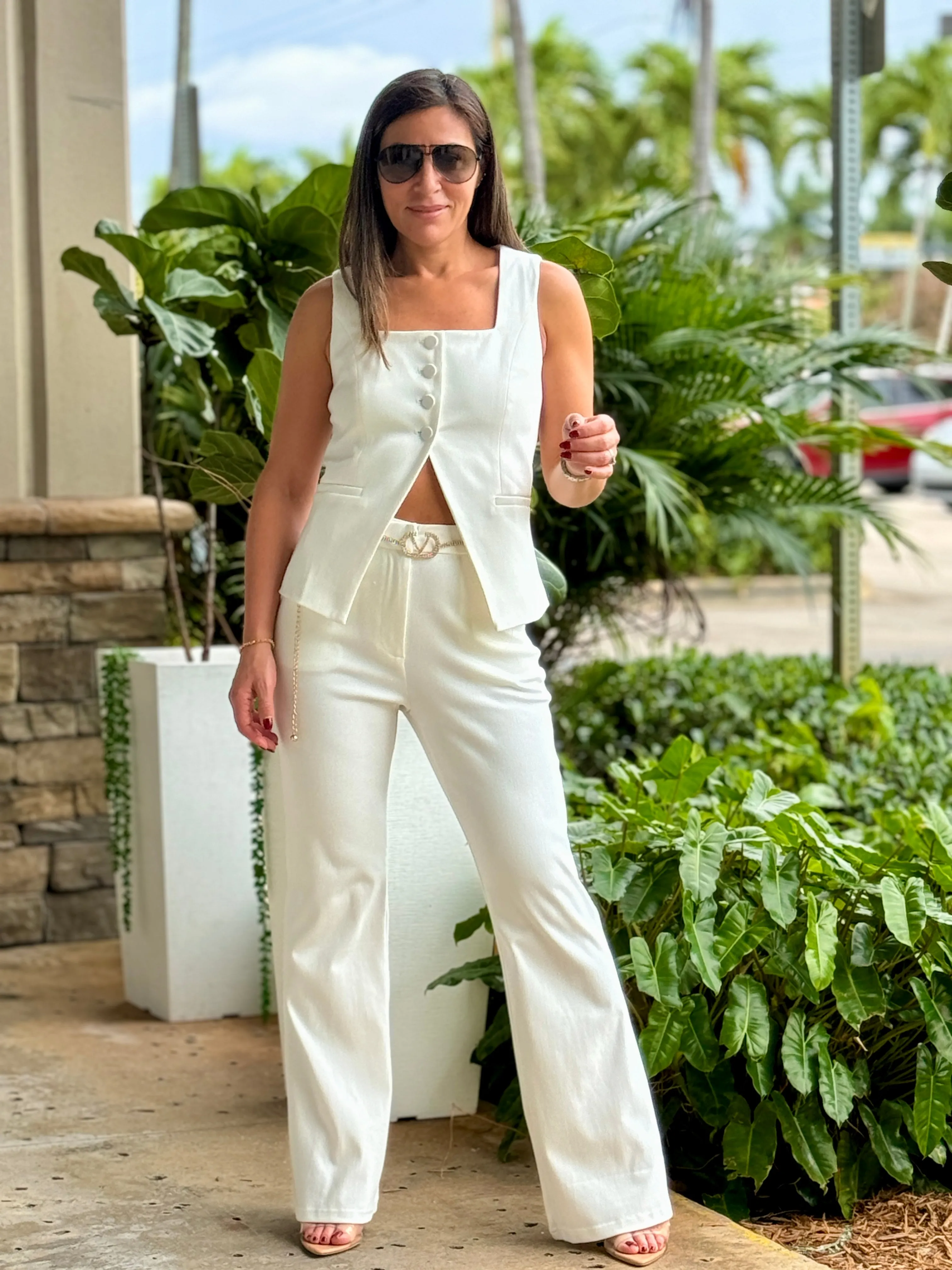"Sophie" Sleeveless Vest And Matching Pants Set