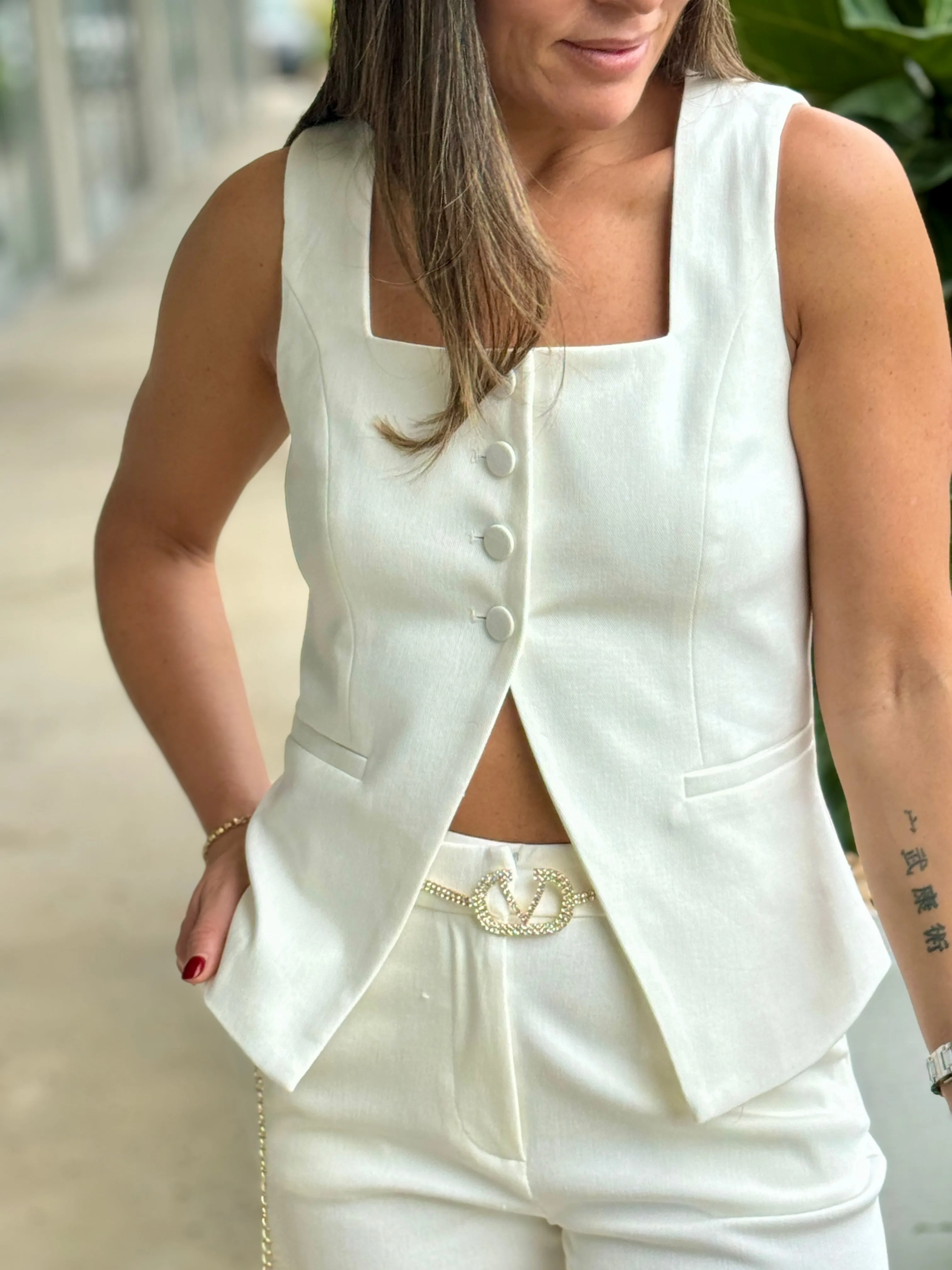 "Sophie" Sleeveless Vest And Matching Pants Set