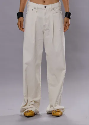 R13 Damon Pleated Jean in White