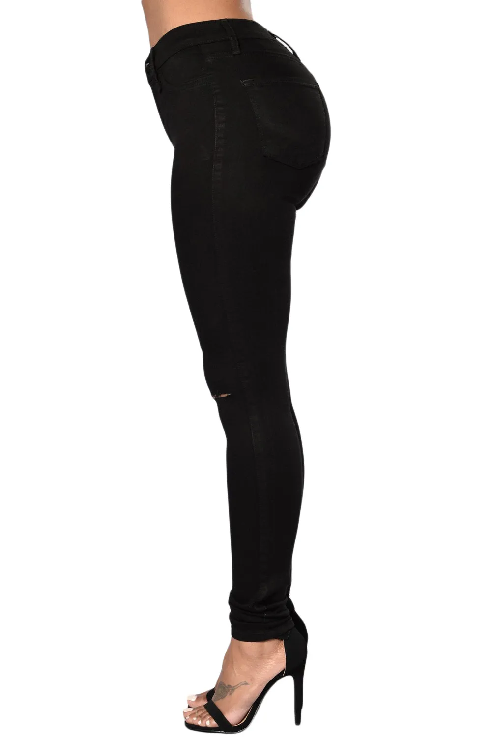 Rayla Slit Knee Denim Pants Plus