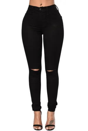 Rayla Slit Knee Denim Pants Plus