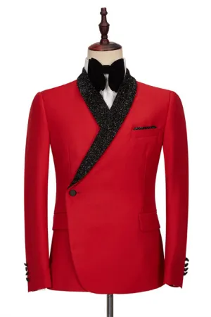 Red Shawl Lapel Fashion Slim Fit Men Suits for Men
