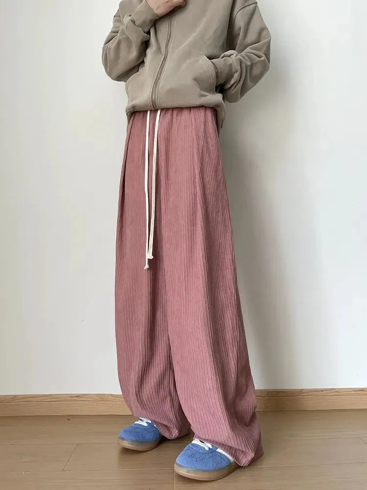 Relaxed Fit Pleated Drawstring Pants