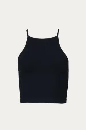 RIBBED CROSS-BACK STRETCH-JERSEY TOP