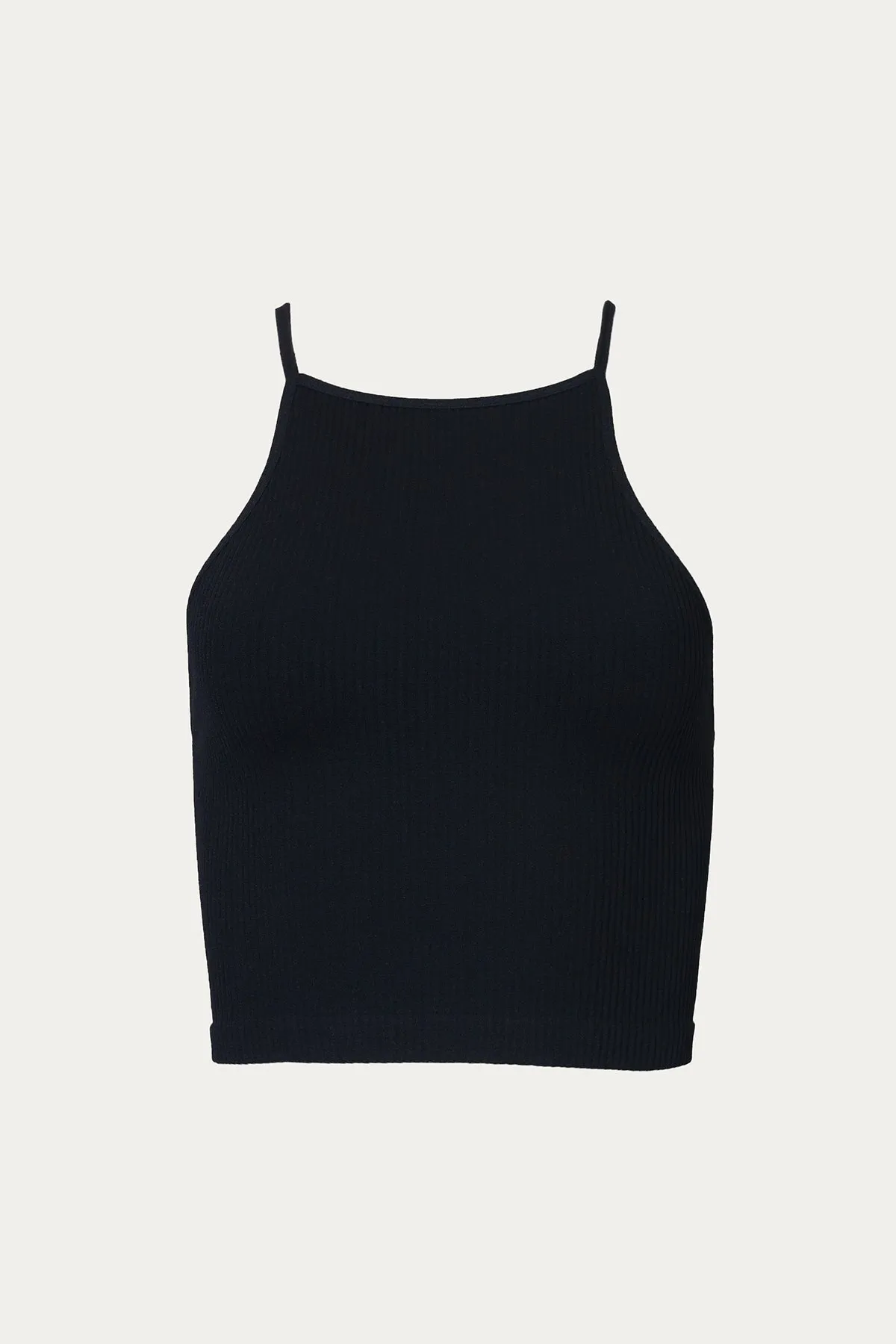 RIBBED CROSS-BACK STRETCH-JERSEY TOP