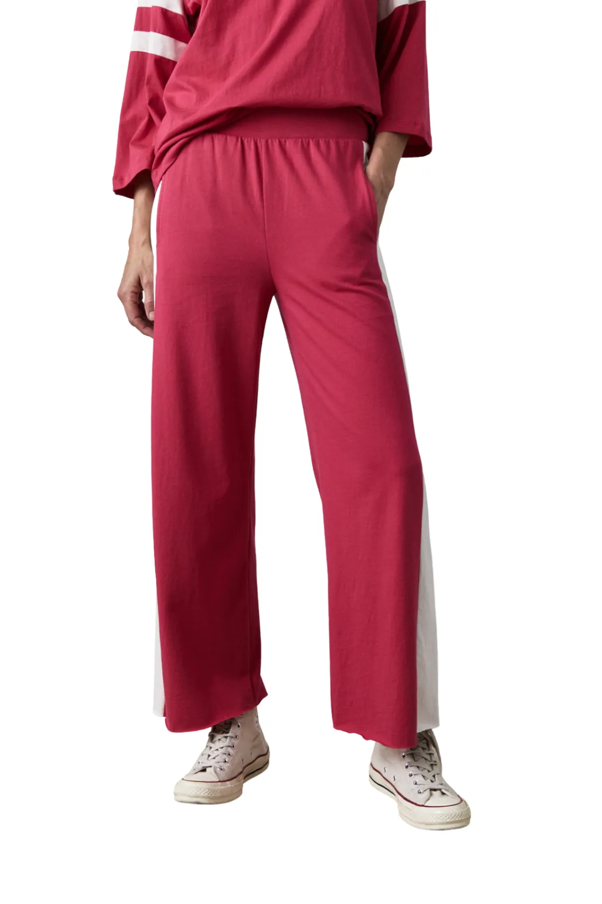 Riley Sport Pants - Ivory/Red