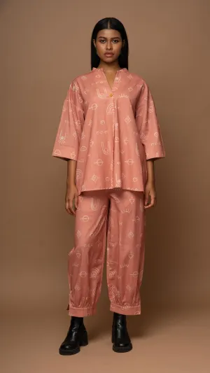 Rose Gold Allure Co-ord Pants Set in As boho as it gets Pattern