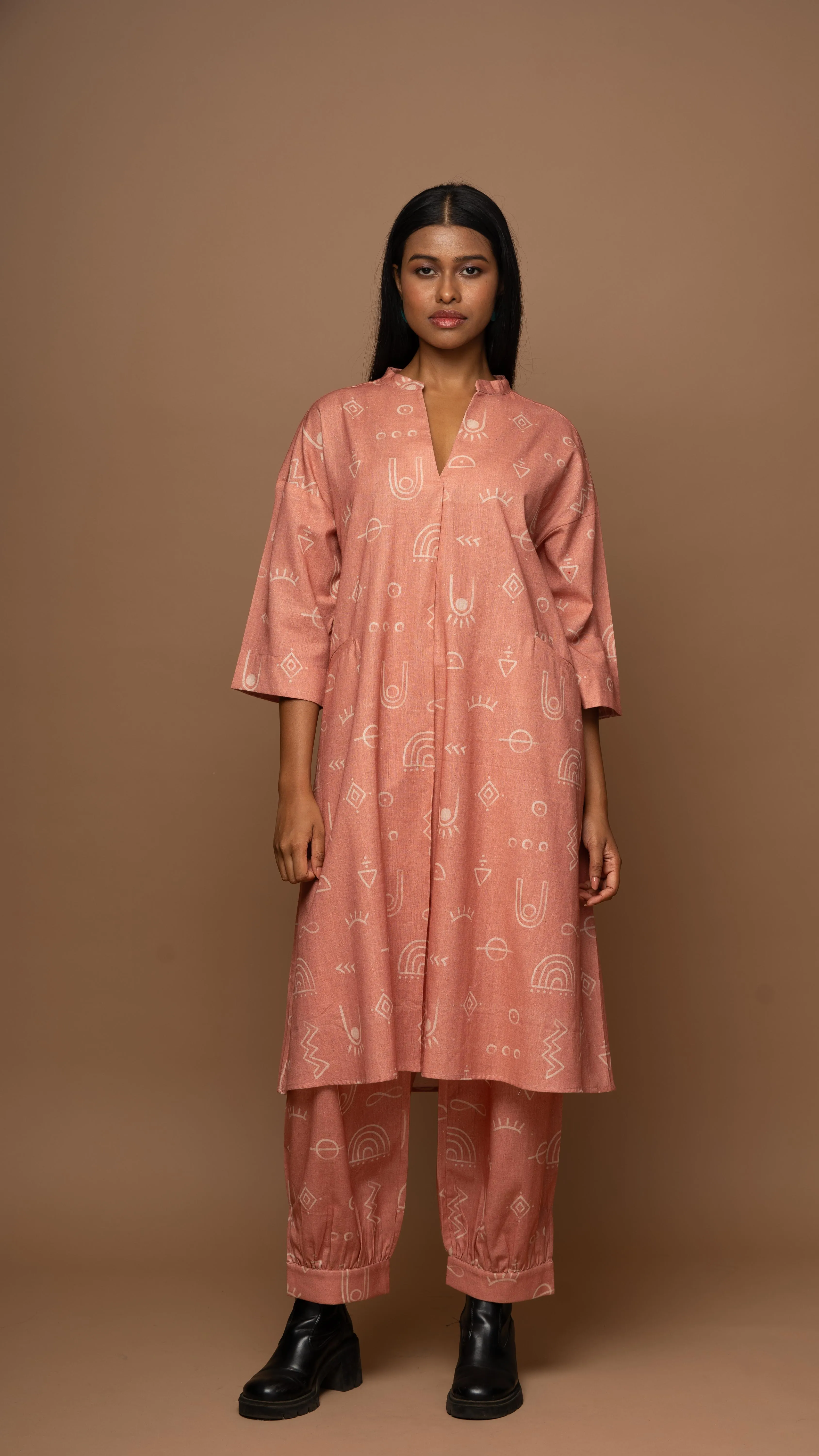Rose Gold Allure Co-ord Pants Set in As boho as it gets Pattern