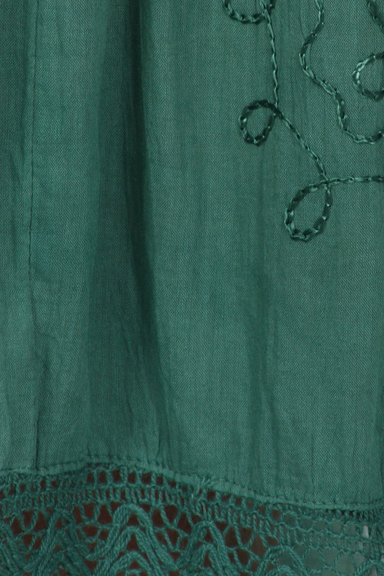 Sakkas Solid Embroidered Gypsy Bohemian Mid Length Cotton Skirt