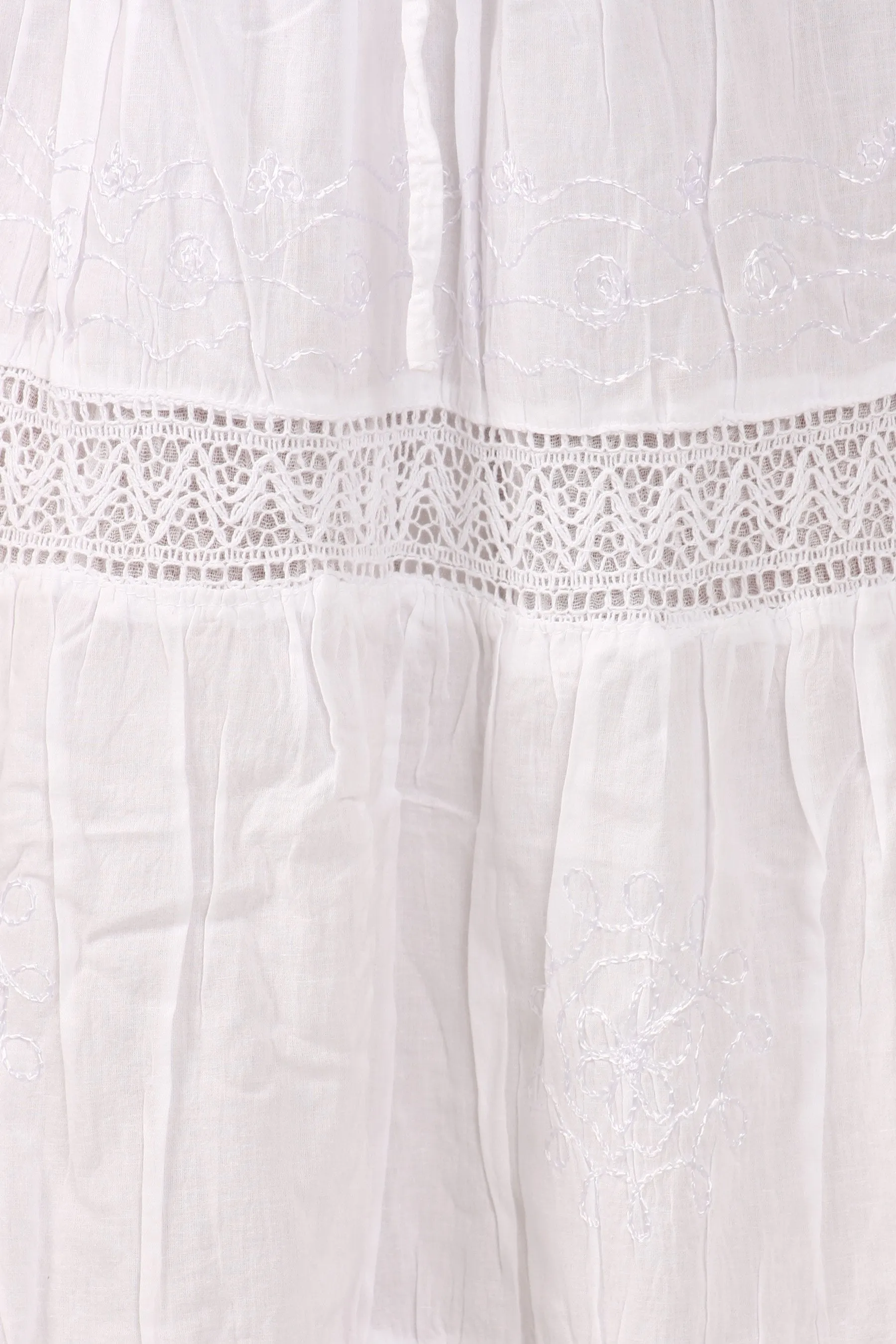 Sakkas Solid Embroidered Gypsy Bohemian Mid Length Cotton Skirt
