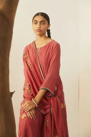 Sarang Kaur Yonge Street Watermelon Hathi Stole Cotton silk Bareeki SK01214