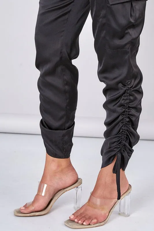 Satin Cargo Pants
