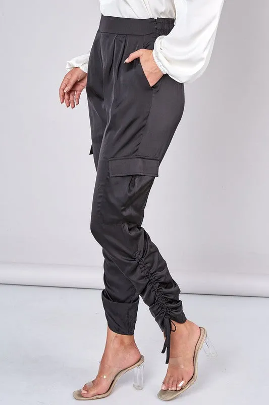 Satin Cargo Pants