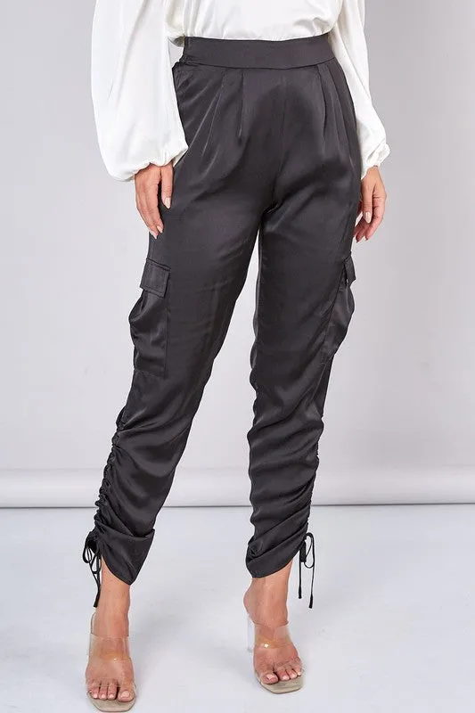 Satin Cargo Pants