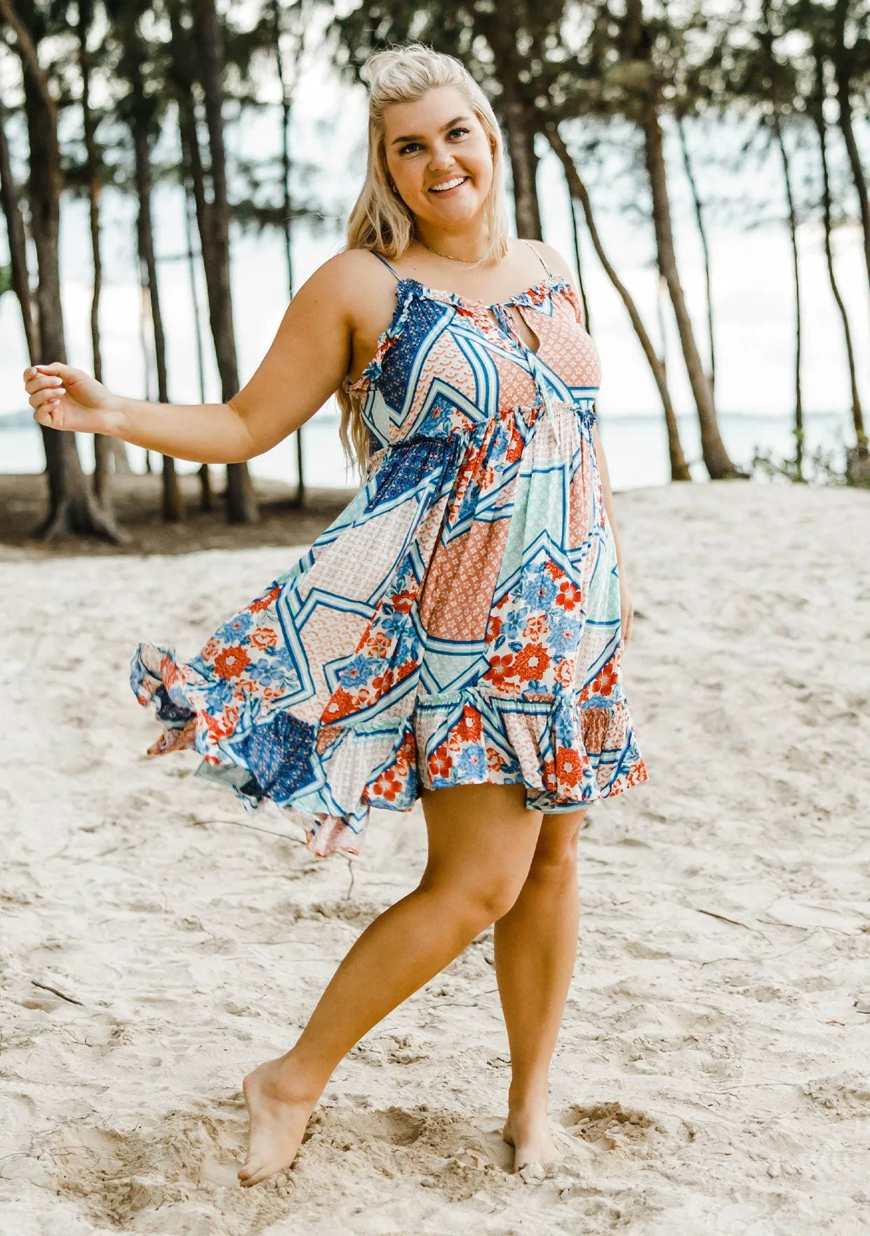 Say Anything Patchwork Mini Dress