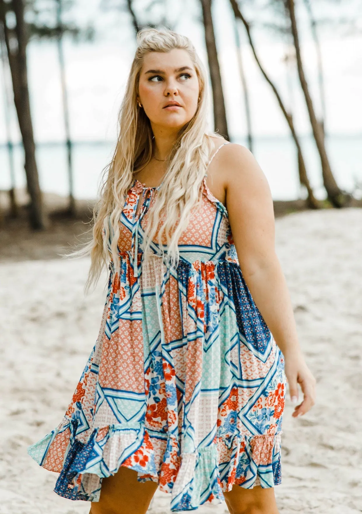 Say Anything Patchwork Mini Dress