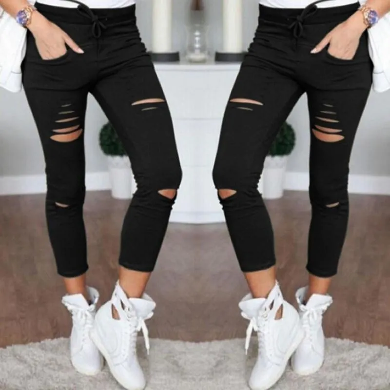 Shredded Denim Pants