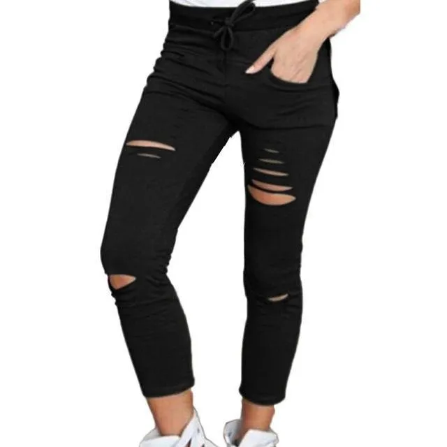 Shredded Denim Pants