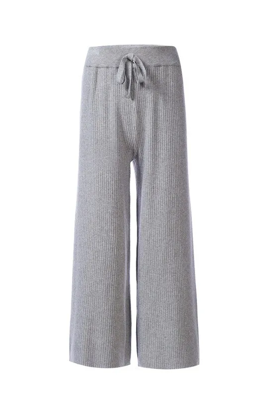 Solid Casual Drawstring Cropped Pants