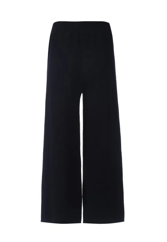 Solid Casual Drawstring Cropped Pants