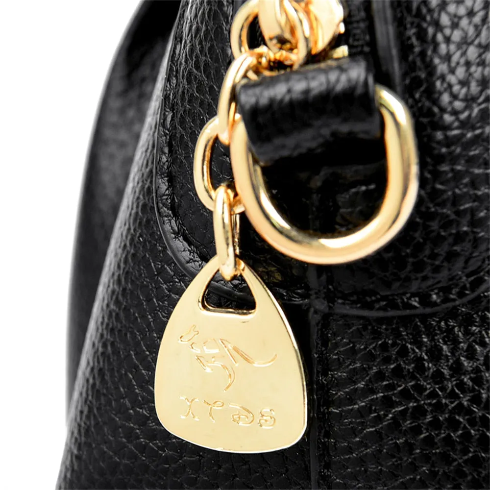 Solid Color Handbag Multifunctional High Quality Leather