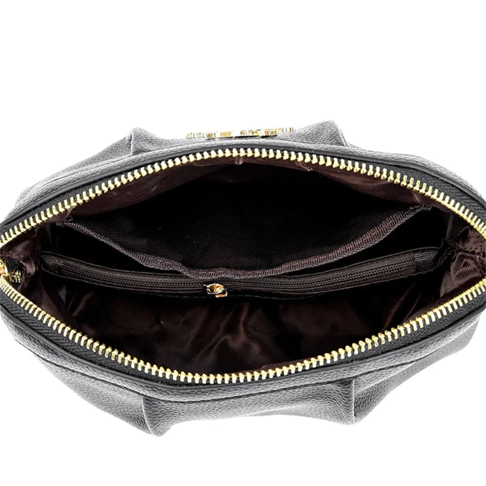 Solid Color Handbag Multifunctional High Quality Leather