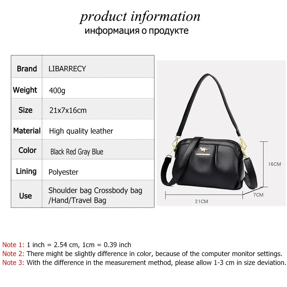 Solid Color Handbag Multifunctional High Quality Leather
