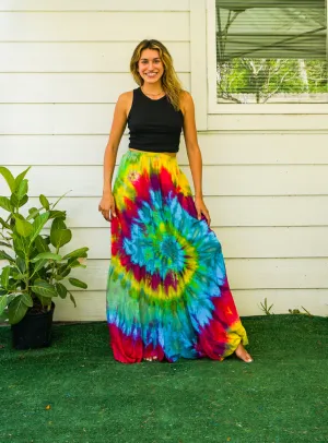 Spiral Waves Hand Dyed Tiered Maxi Skirt