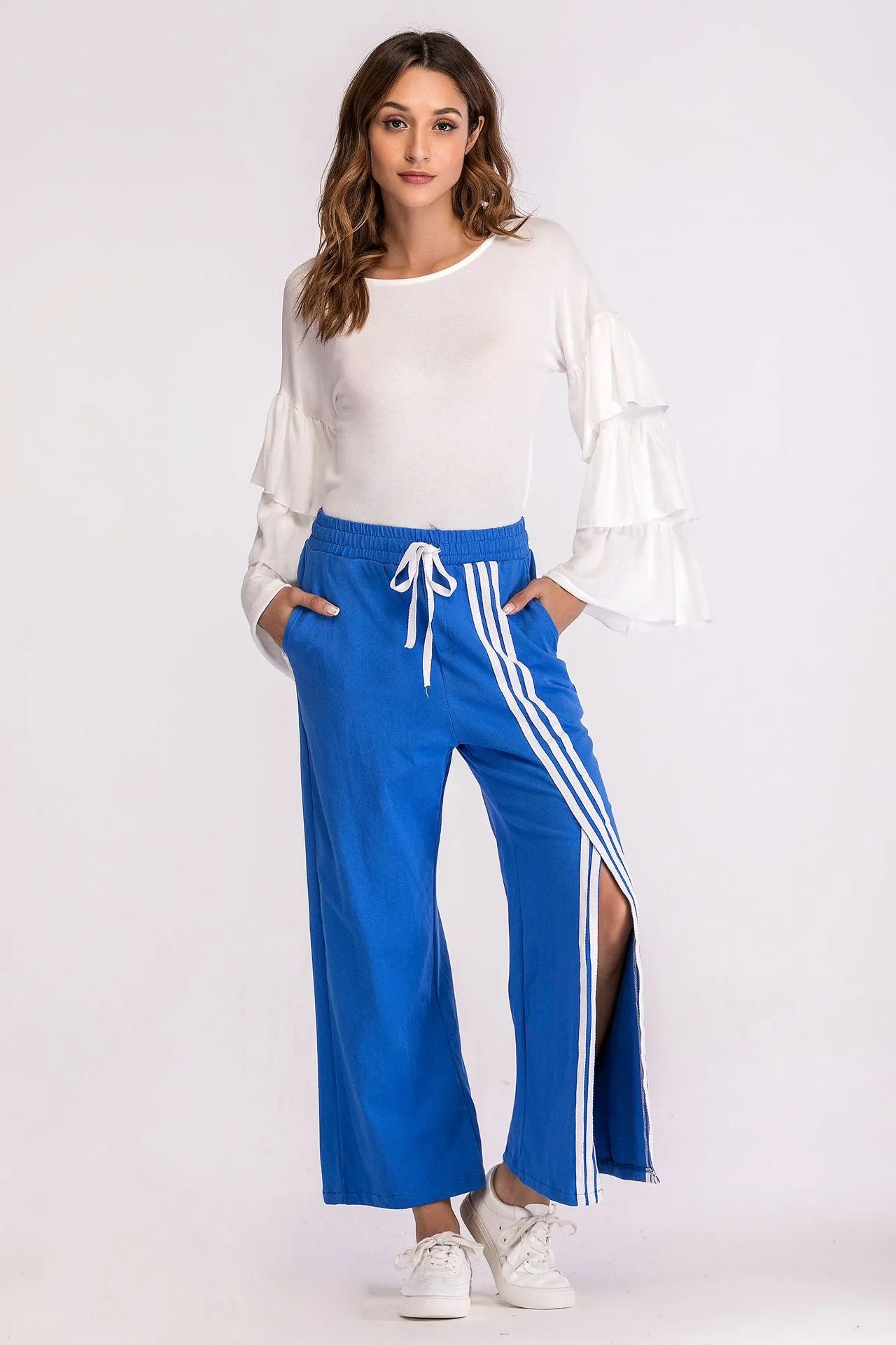 Spring New Women's Casual Pants Split Fork Wide Leg Casual Pants