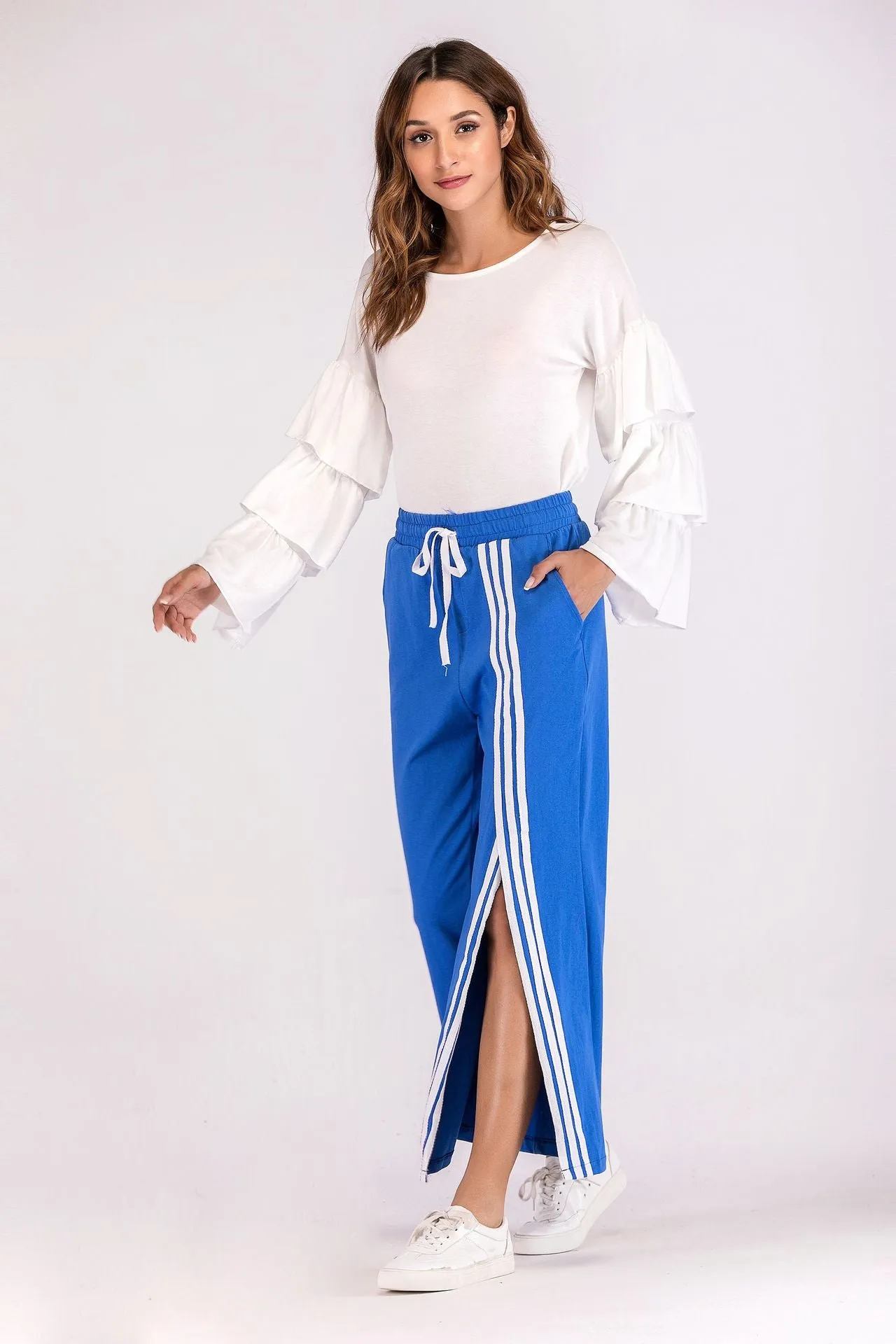 Spring New Women's Casual Pants Split Fork Wide Leg Casual Pants