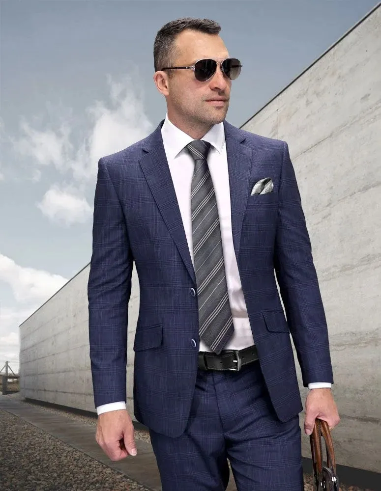Statement Men's 2-Piece Big & Tall 100% Wool Fashion Suit – Timeless Glen Plaid Pattern