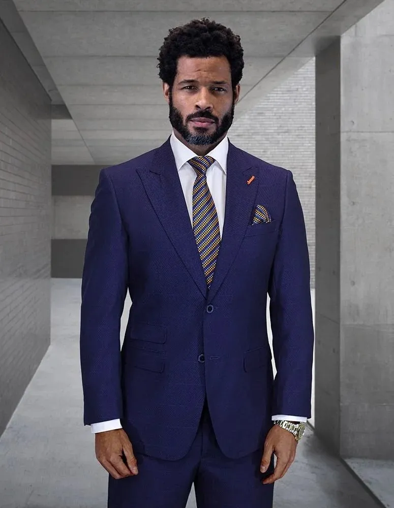 Statement Men's 2-Piece Modern Fit Suit – 100% Wool with Elegant Windowpane