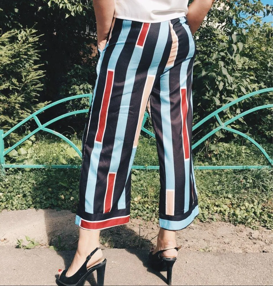 Striped Tank Top & Belted Pants (2 Piece Set)