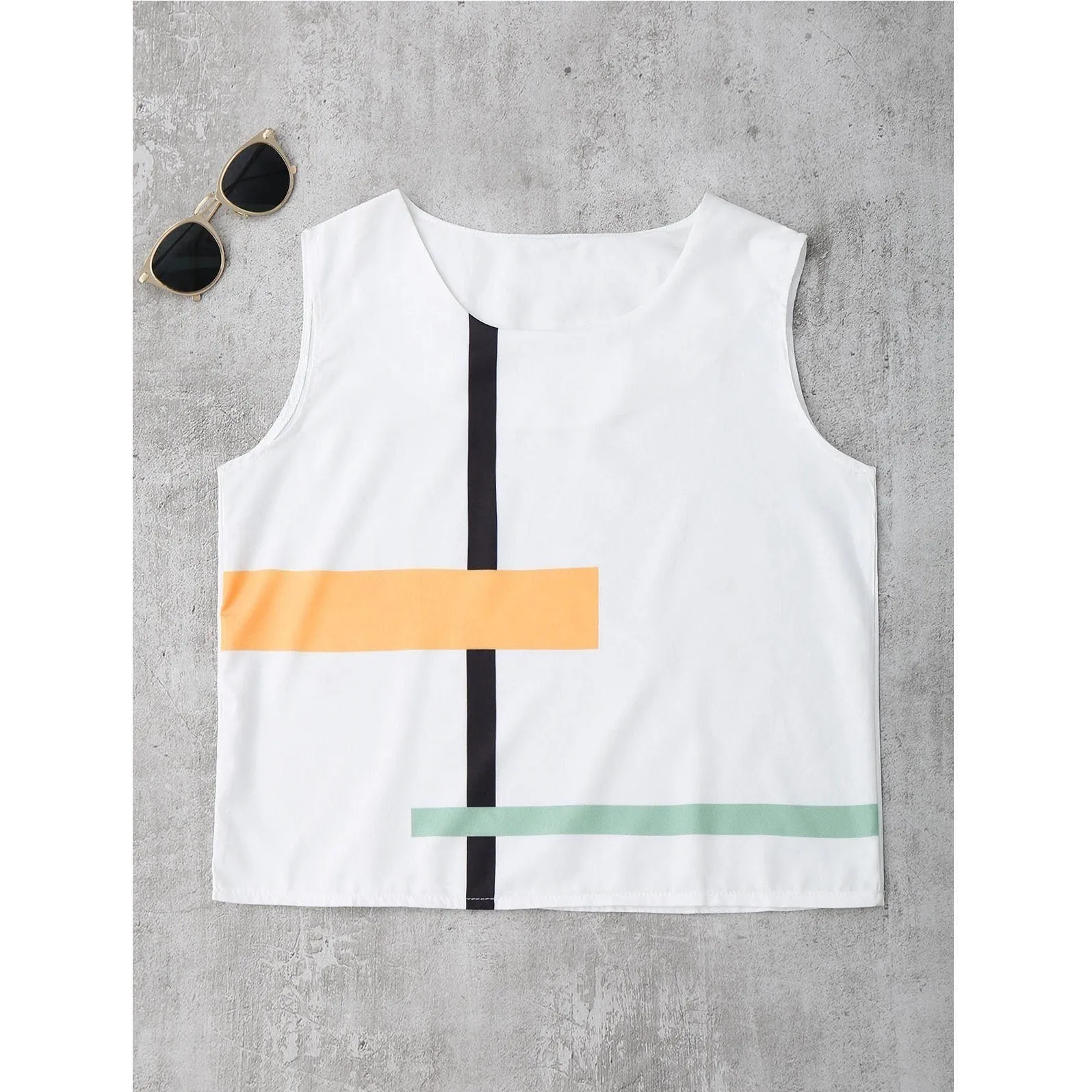 Striped Tank Top & Belted Pants (2 Piece Set)