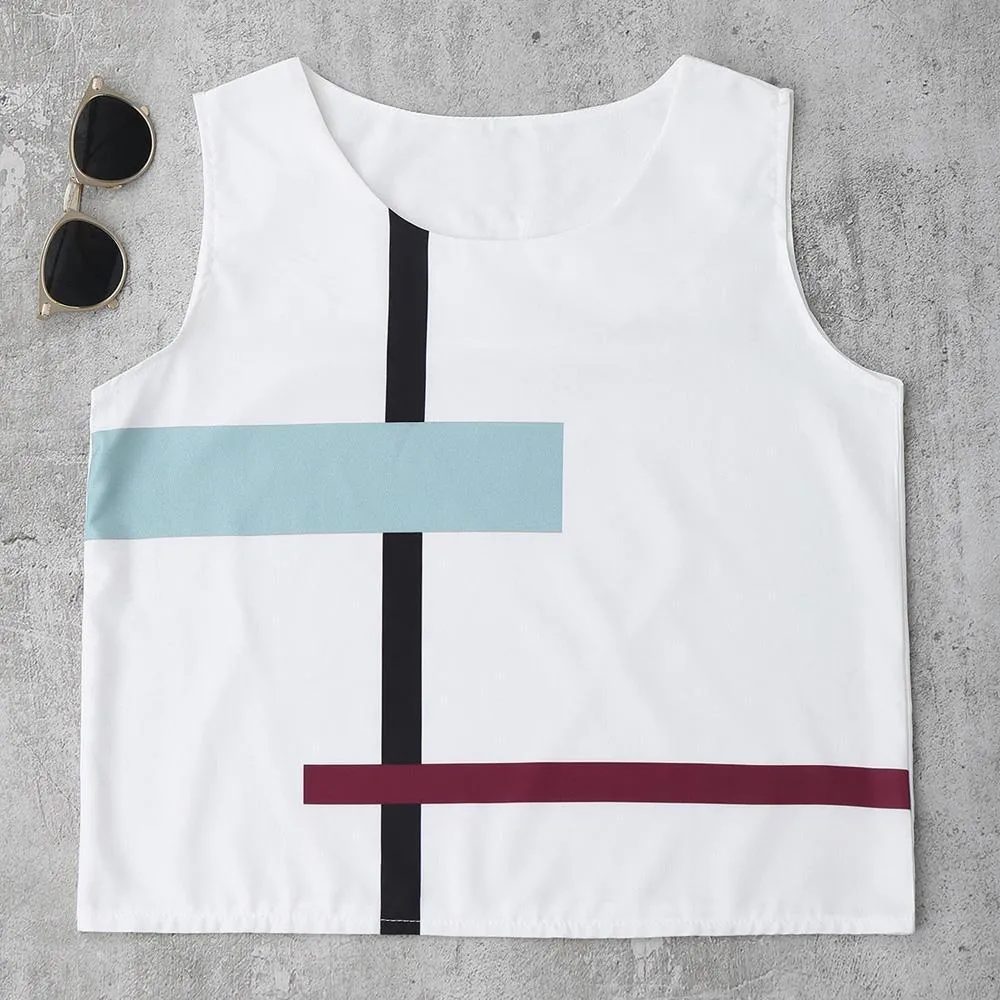Striped Tank Top & Belted Pants (2 Piece Set)