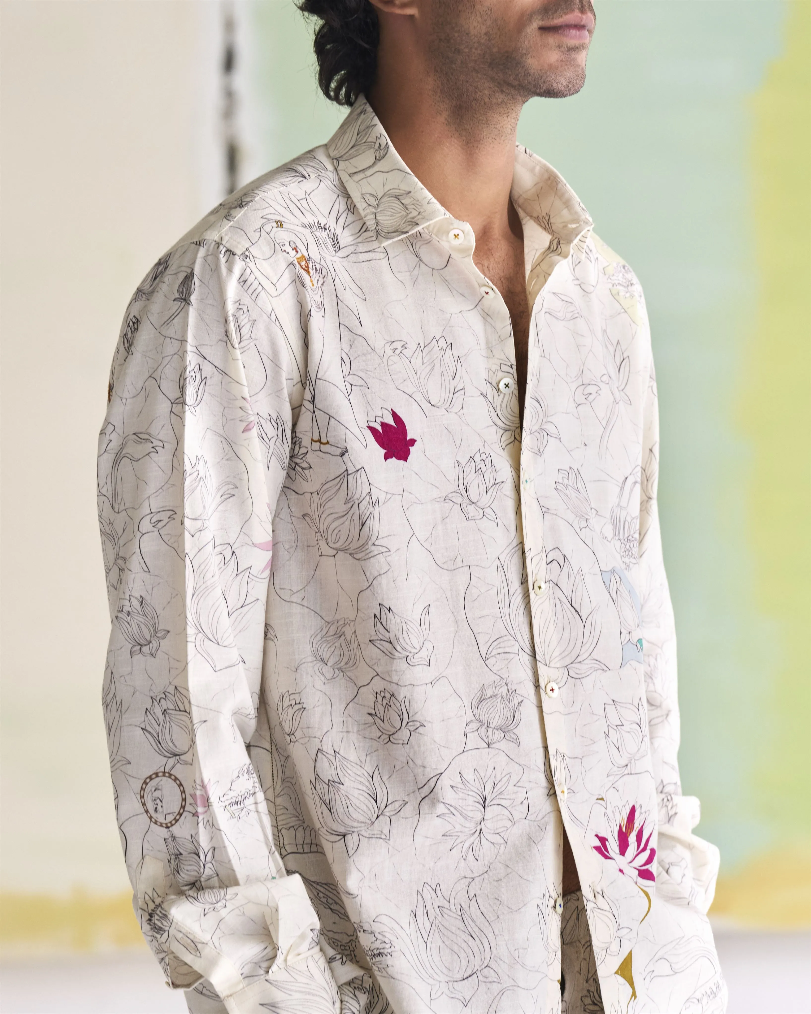 Summer Shirt Classic Fresco Cotton Linen White S414CL534 SuketDhir
