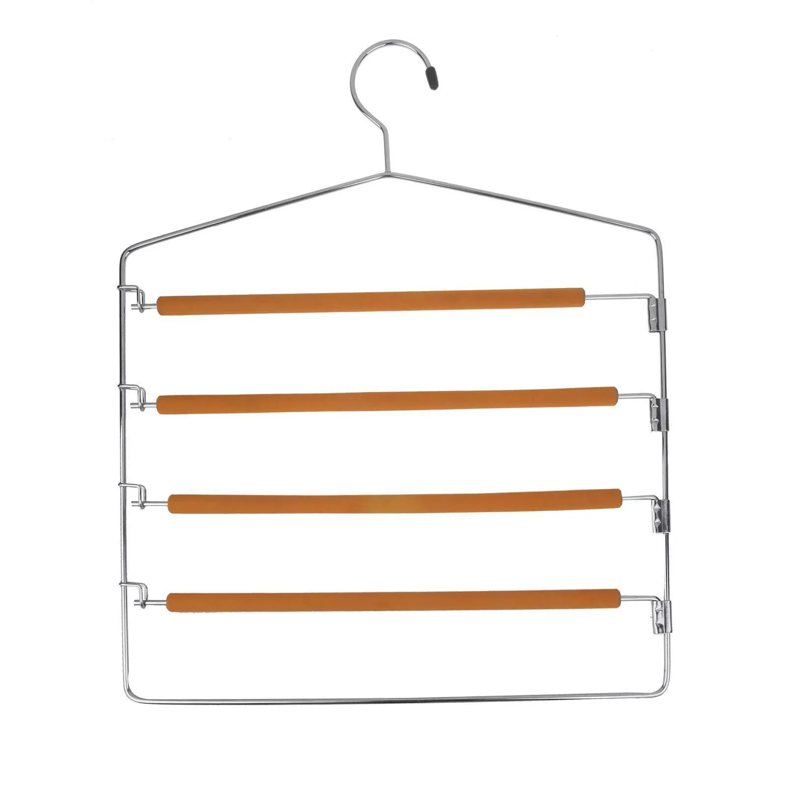 TAKOYI Clothes Pants Hangers Space Saving Non Slip Trouser Hangers Stainless Steel, Multi Layer Metal Pant Hangers, Foam Padded Swing Arm Pants Hangers Closet Storage Organizer (Orange, 4 Pack)