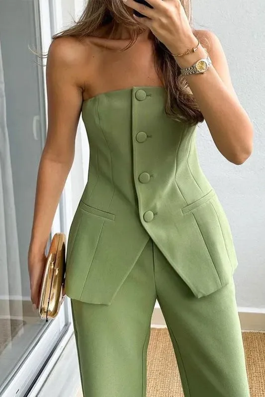 Temperament Tube Top Suit Pants