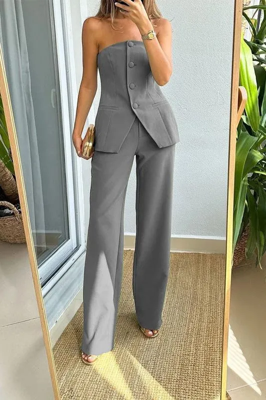 Temperament Tube Top Suit Pants