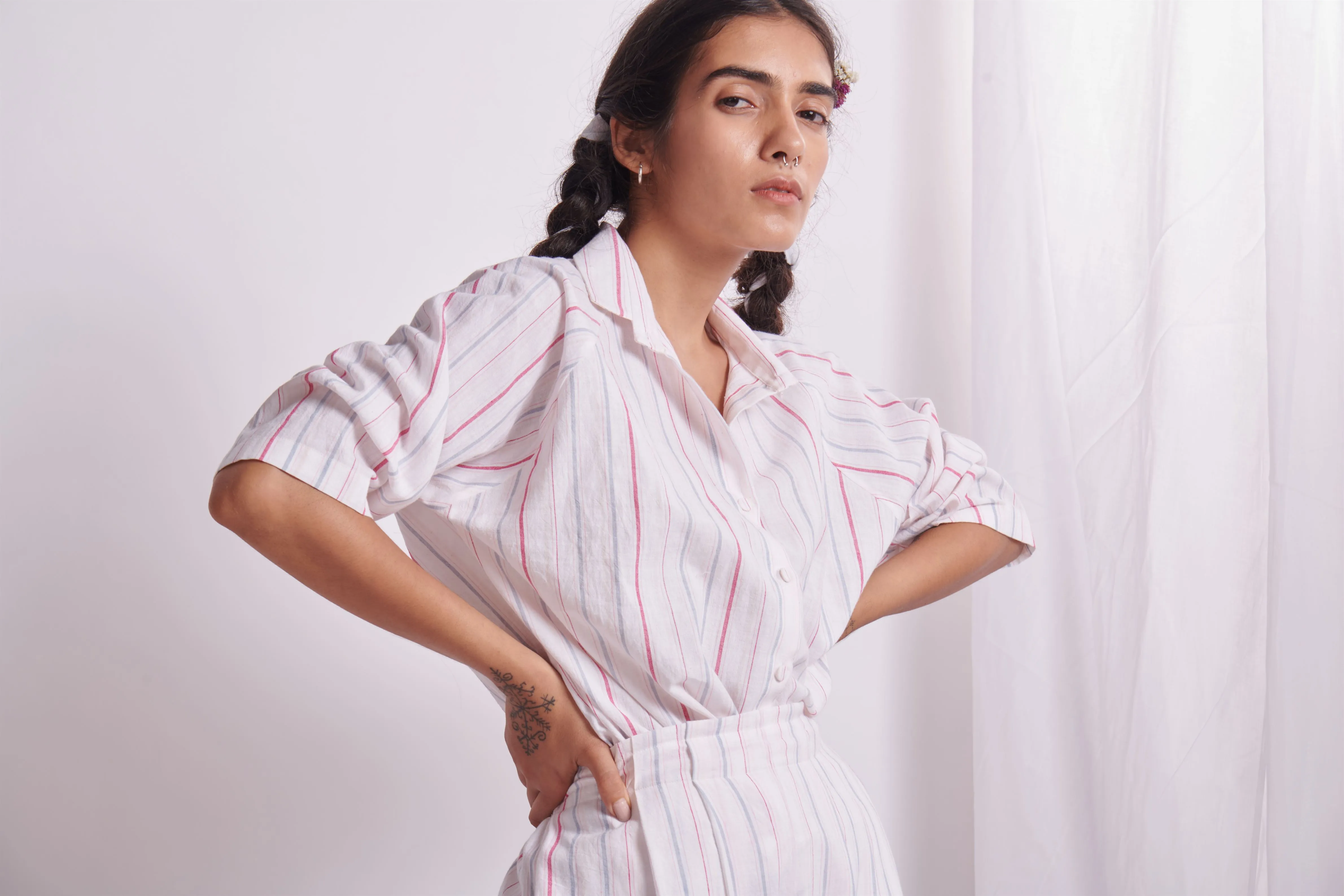 The Plavate I Nikolina Together forever Co-ord Set Cotton 4 Colour Stripes Daily Collection AW22-14