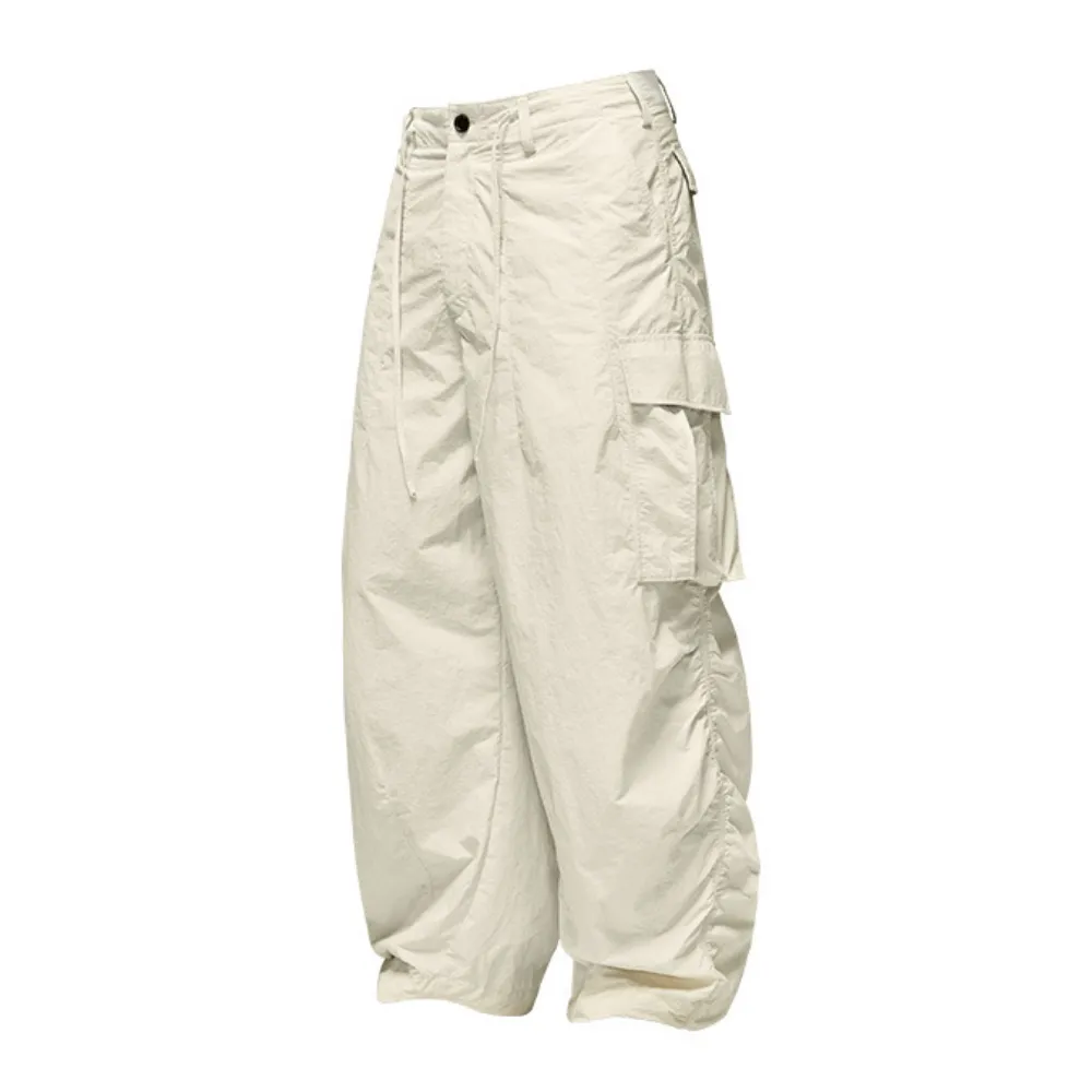 Three-dimensional Pocket Drawstring Cargo Pants