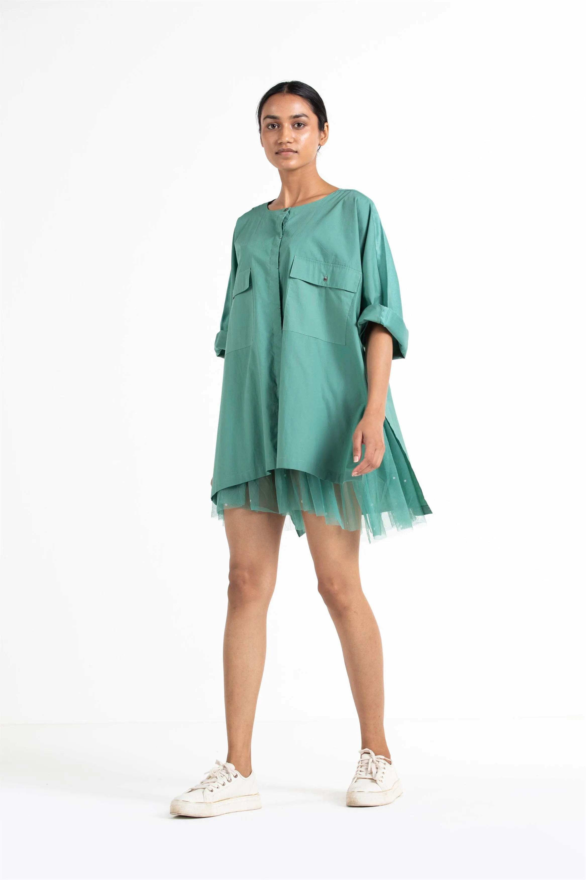 THREE   -   Flap Pocket Dolman Sleeve Shirt Co Ord (Set Of 2)