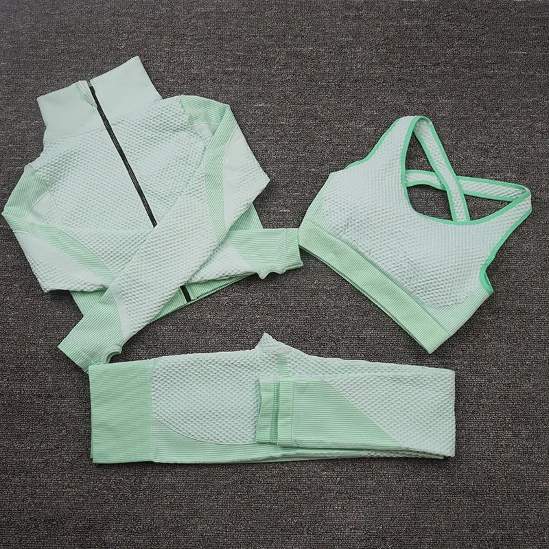 Three-Piece Stretch Sports Pants - Three-Piece Sports Yoga set