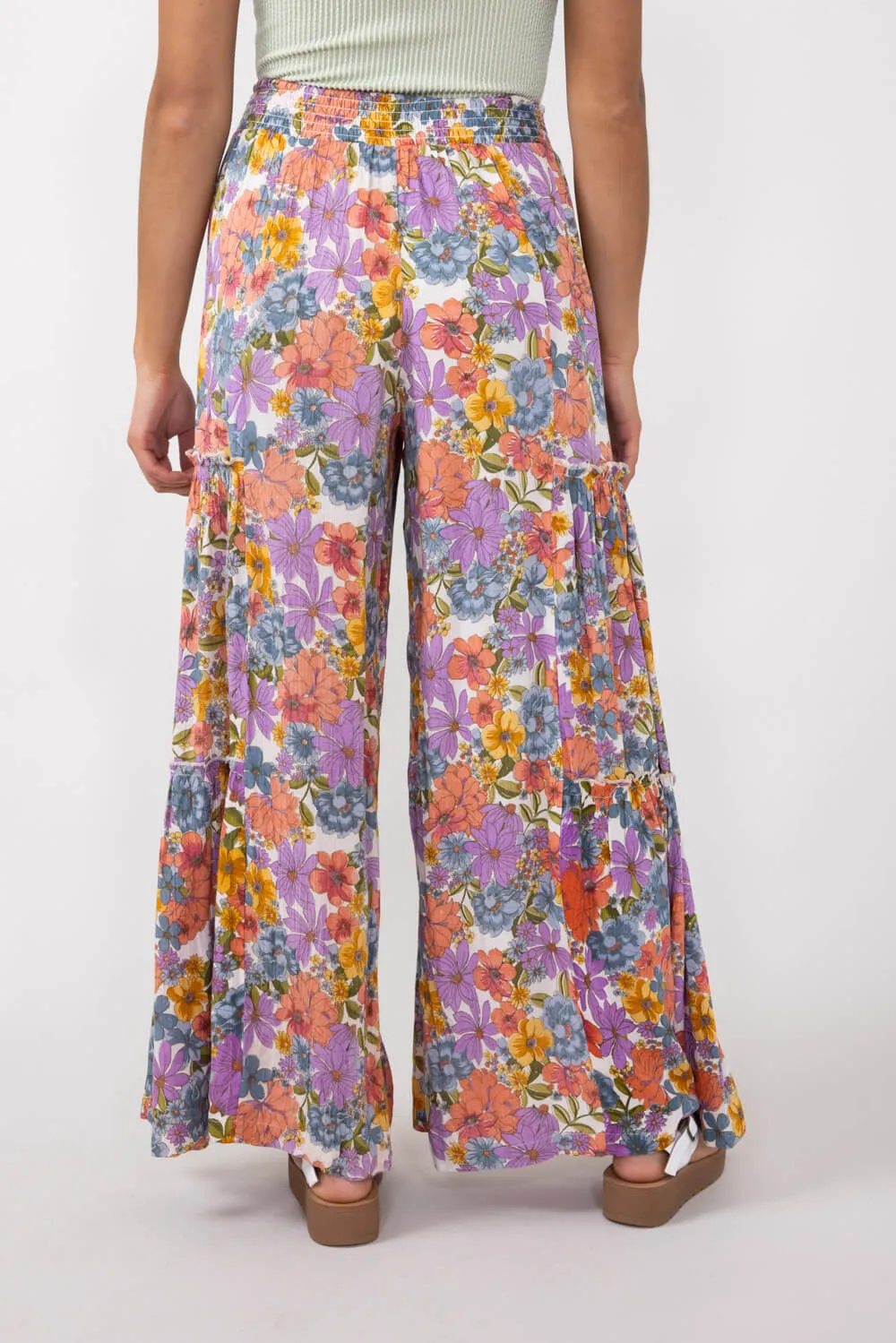 Tiered Floral Beach Pants for Women in Multi | 25T06-A855