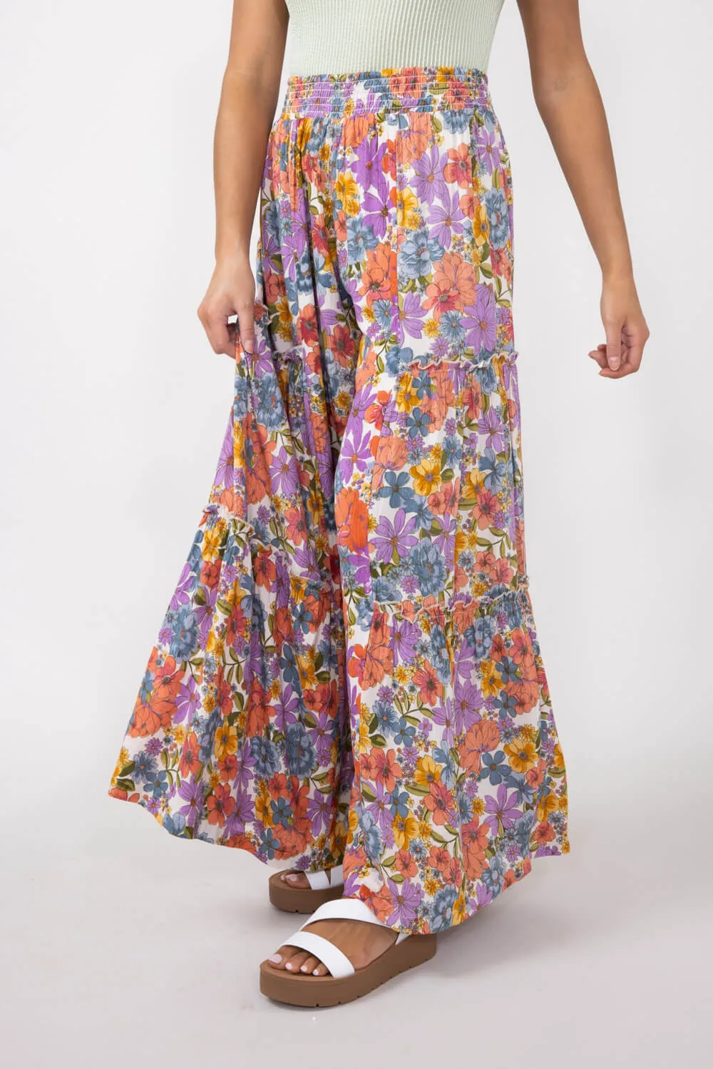 Tiered Floral Beach Pants for Women in Multi | 25T06-A855
